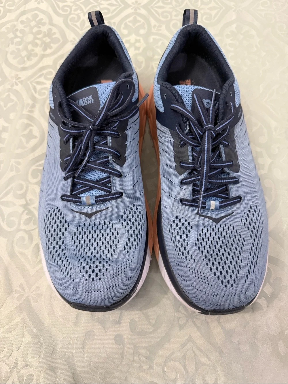 Hoka One One Women's Blue Running Shoes with Peach Accents